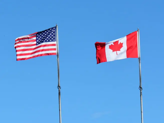 US and Canada flags